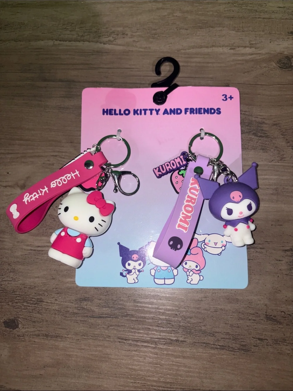 🆕💜 Sanrio Hello Kitty & Kuromi 2pc Wristlet Keychain Bag Charm Set NWT